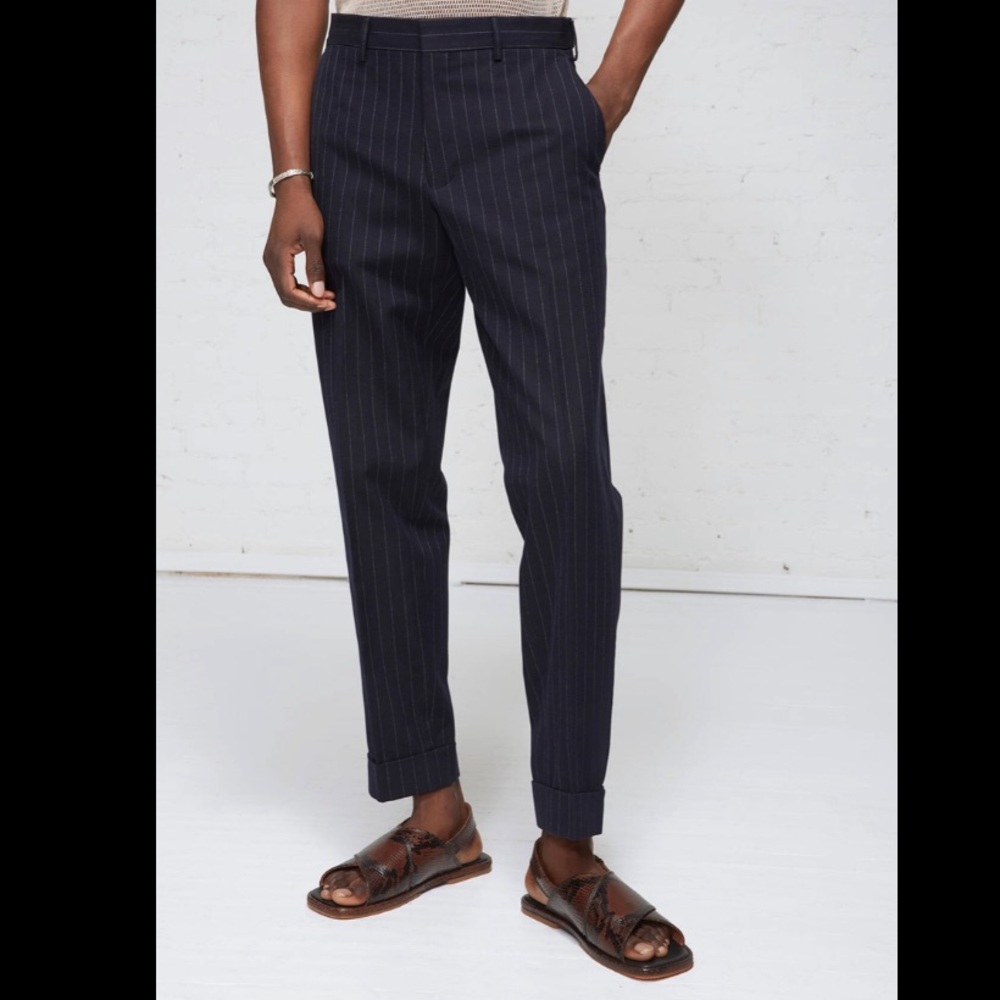 Dries Van Noten Pinstriped Navy Pants